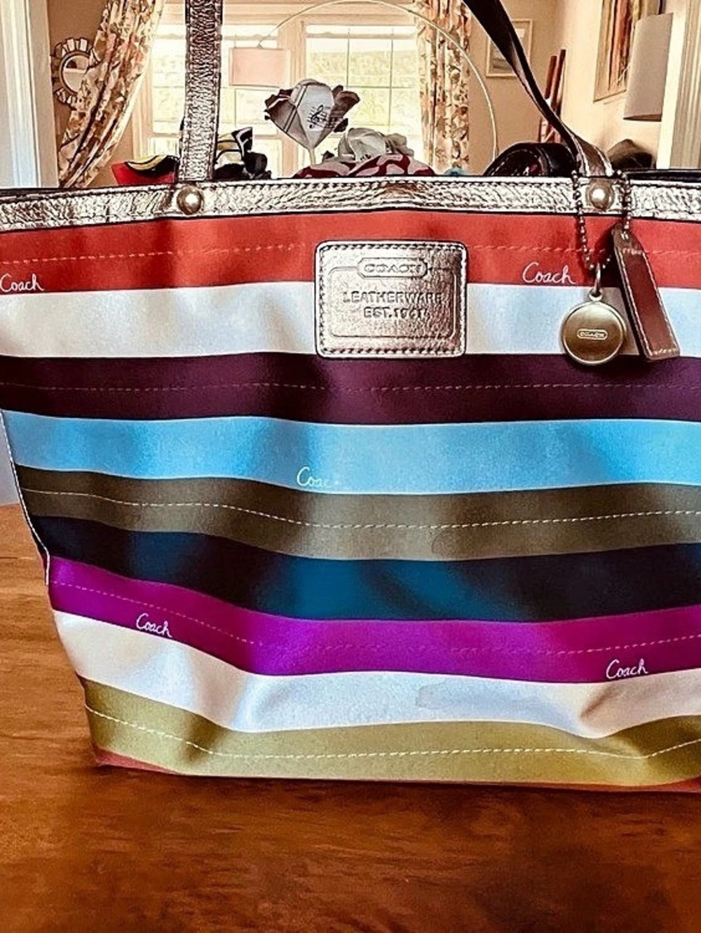 Coach Legacy Stripe Tote in Multicolor & Black